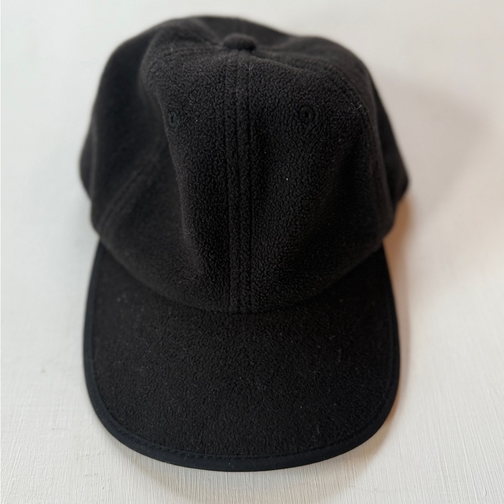 TOPO Designs Hat Cap Mens Black Strap Back Fleece Cap Outdoors Hiking Adjustable